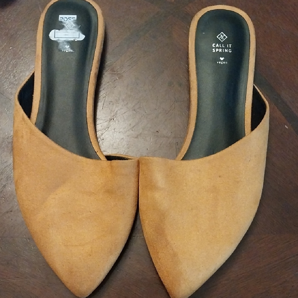Call It Spring Tan Mules Sleek Minimalist Design